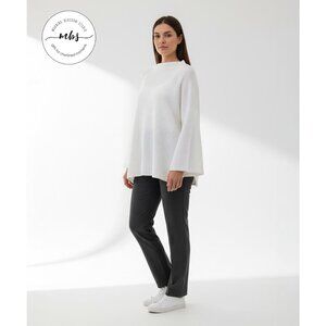 NWT Korye High Neck Oversized Ribbed Knit Sweater White‎ Women XL